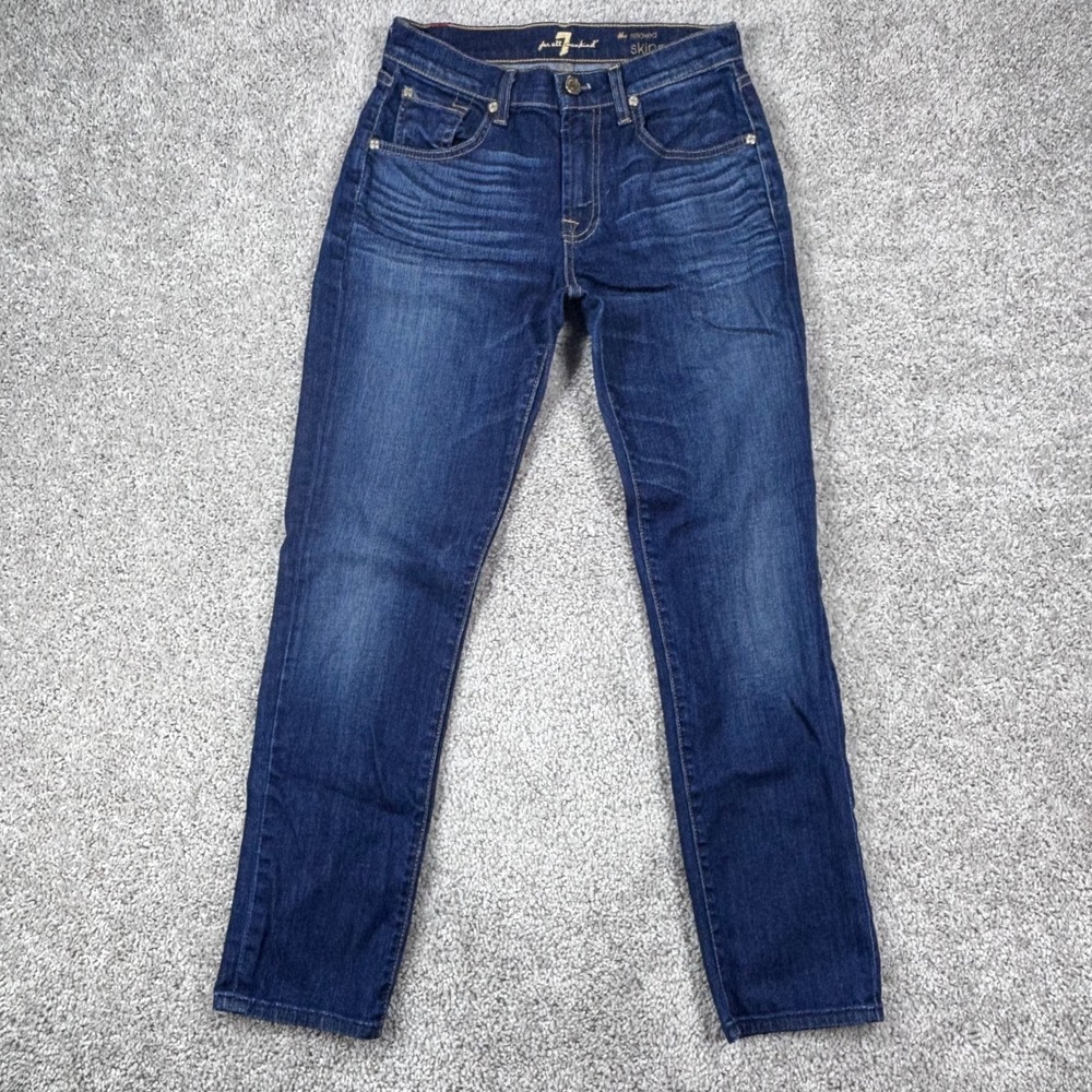7‎ For All Mankind The Relaxed Skinny Jeans Dark Wash Made in USA Size 24